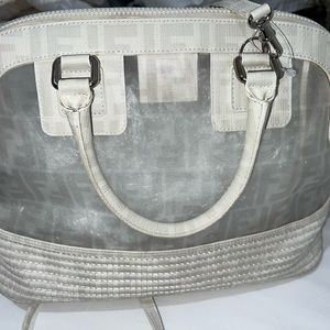 Aunthentic Vintage Rare white Zucca Mesh Transparent w/pouch with key and lock
